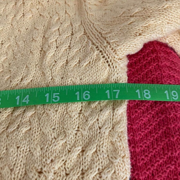 Talbots Sweater Womens Sz P Petite Yellow Cotton Cable Knit V Neck Collared - Picture 7 of 9